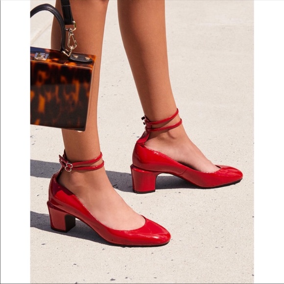 Free People Red Vintage Ankle Strap Pump Size 8 - Picture 2 of 8